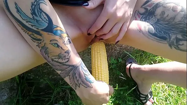 Best Lucy Ravenblood fucking pussy with corn in public fine Tube