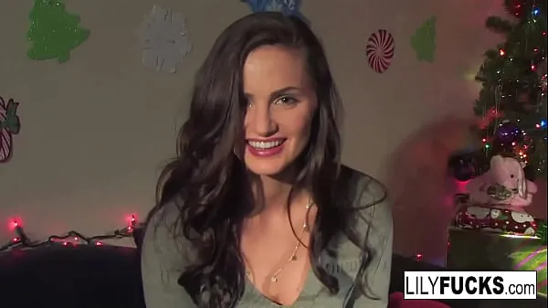 Best Lily tells us her horny Christmas wishes before satisfying herself in both holes fine Tube
