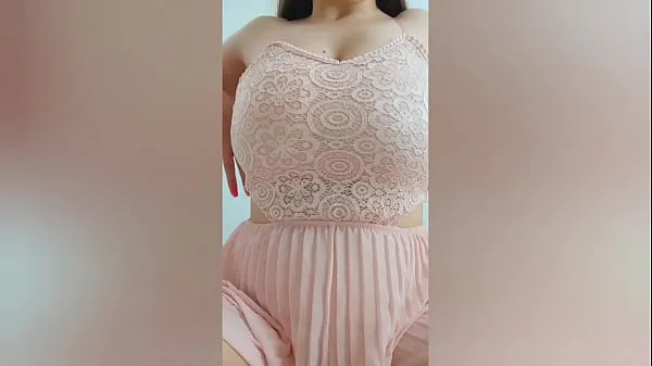 A legjobb Young cutie in pink dress playing with her big tits in front of the camera - DepravedMinx finom cső